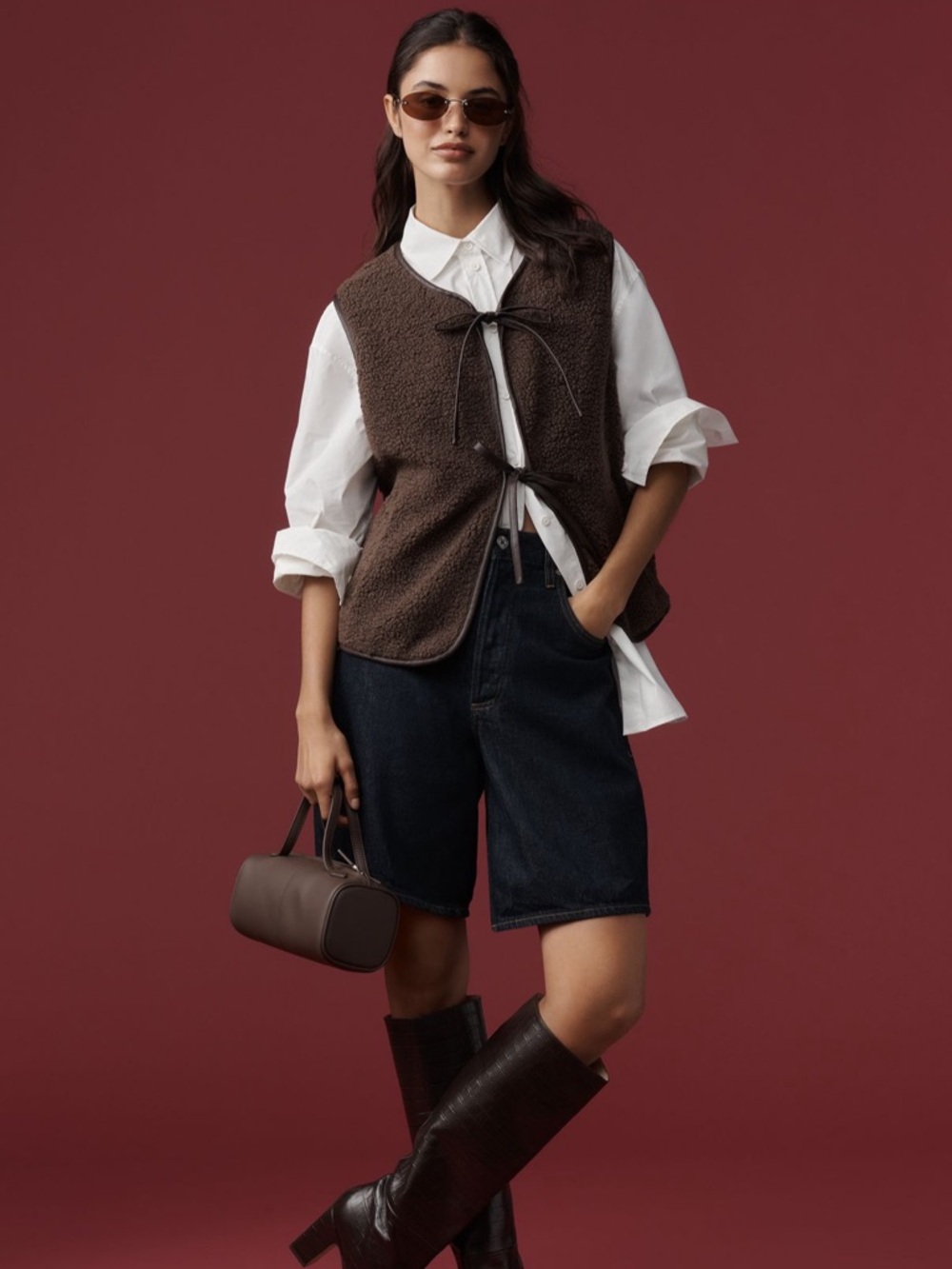 NWT anthropologie faux shearling tie front vest - Picture 2 of 5